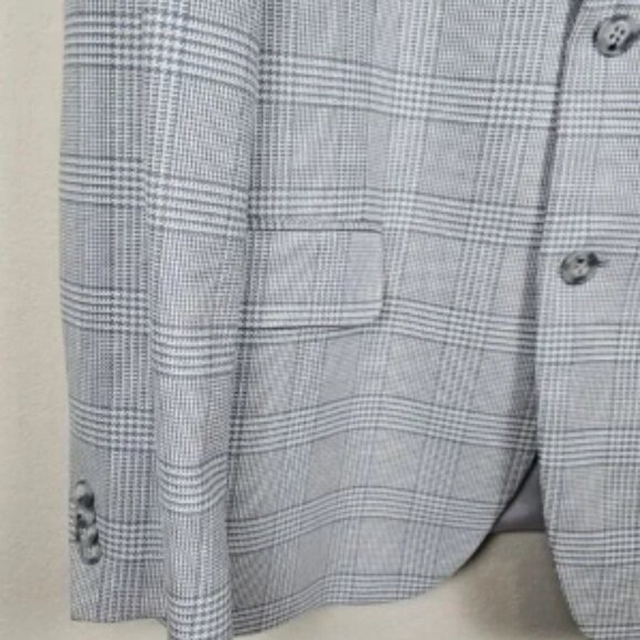 Tommy Hilfiger Mens Blazer 42R Gray Plaid Modern Sport Coat Suit Jacket Stretch - Picture 5 of 13